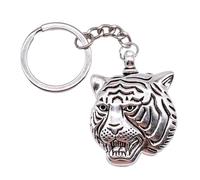 INSTITIZER Tiger Head Keychain Keyring Pendant Silver Tone Key Chain Metal Animal Keychain Backpack Car Purse Keys Holder Accessories Cellphone Pendant Charm Key Ring Fashion Gift for Men Women
