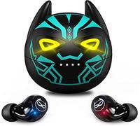 Instiwitt Small Ears Kids Wireless Earbuds Stereo In-Ear Wireless Headphones with Mic Touch Control Headphones with Black Blue Cartoon Wink Charging Case