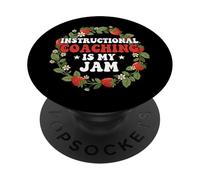 Instructional Coaching is My Jam Teacher Coach Strawberry PopSockets Adhesive PopGrip
