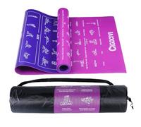 Instructional Yoga Mat with Poses and Stretches Printed On It (Purple)