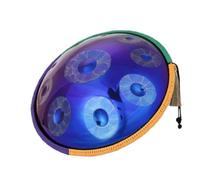 Instrument 22 Inch D Minor Upgraded Handpan Drum, Handcrafted Steel Percussion Instrument with Multiple Note Options(10 tone dark blue Purple pattern)