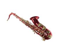 Instrument B-flat Alto Saxophone Instrument With Red Lacquer Gold Keys On The Surface
