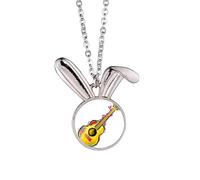 Instrument Guitar Mexicon Element Illustration Rabbit Necklace Pendant Bunny Animal Jewelry Gift