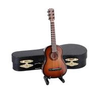 Instrument Model Miniature Guitar Violin Model With Stand And Case Mini Cello Musical Instrument Ornaments(Coffee soundtrack 13cm)