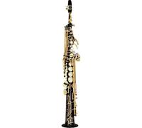 Instrument saxophone B-Flat Straight Gold Lacquered Body Musical Instrument Professional Soprano Saxophone(Black)
