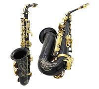 Instrument saxophone Black Golden Alto Saxophone E-flat Alto Saxophone Eb Saxophone Brass Material With Strap Bracket Trimmer(Saxophone set)