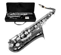 Instrument saxophone Black Nickel Plated Tenor Saxophone Bb Brass Body Engraved White Shell Keys Saxophone