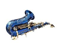 Instrument saxophone Blue Curved Soprano Saxophone B Flat Brass Sky Blue Gold Sax With Mouthpiece Case
