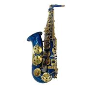 Instrument saxophone Blue Gold Lacquer Key Professional Alto Saxophone E Tone Down Depth Gold-plated Engraving Professional Voice(High-end leather bag)