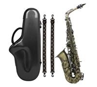 Instrument saxophone Cyan Antique Alto Saxophone E-flat Alto Saxophone Eb Saxophone Brass Material With Strap Bracket Trimmer(Cyan Antique sax)