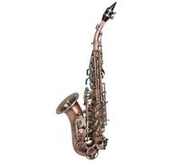 Instrument saxophone Elbow Small Soprano Saxophone Brass Golden Carve Pattern Pearl White Shell Buttons(Red Antique)