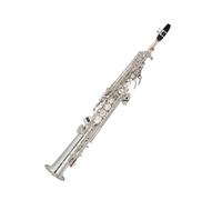 Instrument saxophone Nice Appearance Gold Lacquered Body Brass Soprano Saxophone B-Flat Straight Musical Instrument Professional(Silver)