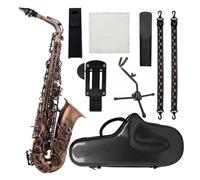 Instrument saxophone Red Antique Alto Saxophone E-flat Alto Saxophone Eb Saxophone Brass Material With Bracket Trimmer Accessory(Saxophone set)