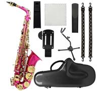 Instrument saxophone Rose Red Alto Saxophone E-flat Alto Saxophone Eb Saxophone Brass Material With Strap Bracket Trimmer Accessories(Saxophone set)