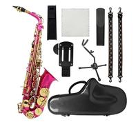 Instrument saxophone Rose Red Alto Saxophone E-flat Alto Saxophone Eb Saxophone Brass Material With Strap Bracket Trimmer Accessories(Saxophone set)