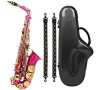 Instrument saxophone Rose Red Alto Saxophone E-flat Alto Saxophone Eb Saxophone Brass Material With Strap Bracket Trimmer Accessories(Rose red saxophone)