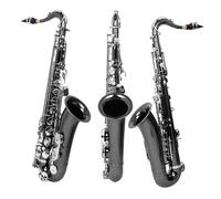 Instrument saxophone Saxophone Set Black Nickel Plated Tenor Saxophone Bb Brass Body Engraved White Shell Keys Saxophone