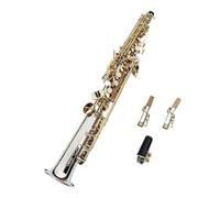 Instrument saxophone Soprano Saxophone Silver Plated Body Gold Lacquer Key Brass Saxophone Straight Pipe B(b) Instrument With Case