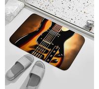 Instrumental Guitar Bath Rug Coral Velvet Bathroom Mat Non Slip Absorbent Shower Rug Soft Indoor Entrance Floor Mat Kitchen Area Carpet Modern Door Mats for Home Bedroom 15.7"x23.6"