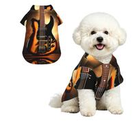 Instrumental Guitar Breathable Hawaiian Dog Shirt Summer Button Up Top for Small Medium Dogs S