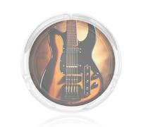 Instrumental Guitar Glass ashtray with recessed mouthpiece design, suitable for both indoor and outdoor smoking.