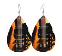 Instrumental Guitar Leather Earrings Dangle Drop Earring Lightweight Teardrop Earrings Vintage Bohemian Earring for Women Christmas Birthday Gift Fashion Jewelry