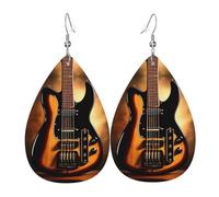 Instrumental Guitar Leather earrings, teardrop-shaped pendant jewelry, versatile and stylish women's accessories.