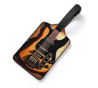 Instrumental Guitar Luggage Tag for Suitcase - PU Leather Suitcase Tags with Name ID Card & Adjustable Strap, Durable Scratch-Resistant Travel Bag Tag for Backpacks Gym Bags