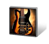 Instrumental Guitar Square Lapel Pin 0.7x0.7in Aluminum Badge Stylish Personalized Accessory Daily Wear