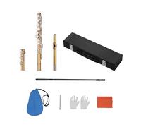 Instrumento de flauta Professional C Key Flute Closed 16 Holes White Copper Gold Plated Tube