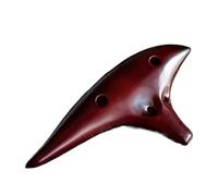 Instrumento Ocarina Adulto 12 Hole Classic Ocarina Stable Intonation Alto C Tone Smokey Fired Ocarinas With Protective(Red)