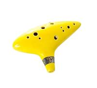 Instrumento Ocarina Adulto 12 Tones Alto C Ceramic Ocarina Musical Instrument With Song Book Neck String Neck Cord Carry Bag(Yellow)
