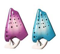 Instrumento Ocarina Adulto 3 Tube Ceramic Ocarina AC Gradient Purple Blue Ocarinas Music Flute Alto C Key Ocarina Music Instrument(Blue)