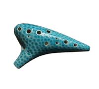 Instrumento Ocarina Adulto Blue Ceramics Ocarina 12 Holes Alto C Key AC Wave Pattern Ocarinas Music Flute Beginner Playing Instruments