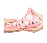 Instrumento Ocarina Adulto Ceramic Ocarina 12 Hole Alto C Key Music Flute Smoked Ocarinas XunTraditional Instrument(Pink)