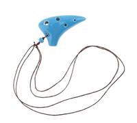 Instrumento Ocarina Adulto Mini 6 Holes Alto ToneC Necklace Ocarina Ceramic Black Pottery Flute Instrument(Blue)