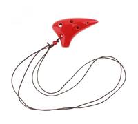 Instrumento Ocarina Adulto Mini 6 Holes Alto ToneC Necklace Ocarina Ceramic Black Pottery Flute Instrument(Red)