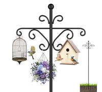 InstyQ Bird Feeder Pole for Outdoors,108 Inch Adjustable Tall Shepherds Hooks, Double Shepherd Hooks for Bird Feeder Stand for Garden Plant, Hummingbird Feeder, Lantern, Hanging Wedding Decor