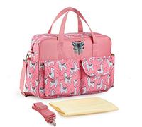 Insular® Multifunctional Waterproof Mummy Shoulder Bag Diaper Bag Chic Nappy Changing Bag Tote/Messenger Style Large Light Weight with Changing Mat, Adjustable Straps (Lamar Pink)