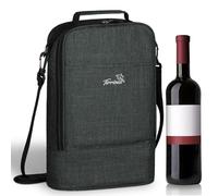 Insulated 2 Bottle Wine Cooler Bag - Wine Cooler Tote Carrier for Picnic, Beach, Wine Lover Gift, Charcoal