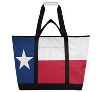 Insulated Bags with Zipper, Hot or Cold Food Delivery Bag for Beach, Travel, Picnic, Texas State Flag, Blue and Red, Multicolor, 47cm(L) x 17cm(W) x 61cm(H)