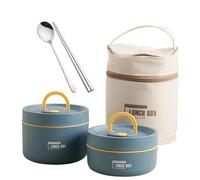 Insulated banto Box - Thermal Lunch Container, Insulated Meal Keeper | Thermal Stackable Lunch Box, Portable Food Container with Lunch Bag, Stackable Leakproof Stainless Steel Food Container