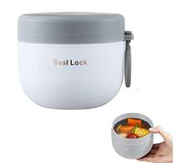 Insulated Bento, 600ml Leakproof Lunch Box Sandwich Salad Porridge Containers with Stainless Steel Inner, Safe Soup Cup Bento Box For Office School (White)