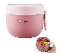 Insulated Bento, 600ml Leakproof Lunch Box Sandwich Salad Porridge Containers with Stainless Steel Inner, Safe Soup Cup Bento Box For Office School (Pink)