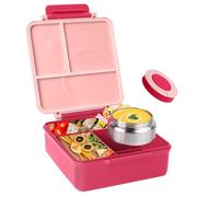 Insulated Bento Box for Kids - 8oz Thermos Leak-Proof Lunch Container, 4 Compartment for Hot & Cold Food, School & Travel