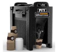 Insulated Beverage Dispenser 2.5 Gallon, Hot and Cold Drink Water Pitcher Coffee Carafe with Spigot Handle and Stand, Commercial Thermal Urn for Chocolate Cocoa Iced Juice Tea Milk Punch Outdoor Party