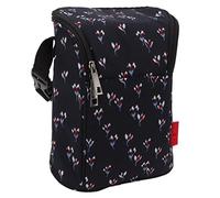 Insulated Bottle Bag, Baby Bottle Thermal Tote Bag Bottle Cooler Bag Baby Bottle Bag Nylon Baby Bottle Warmer Cooler Bag for Nursing Mom Daycare (Black with Small Floral)