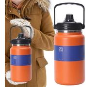 Insulated Bottle, Stainless Flask, Hydration Container, Leakproof Large Capacity, 5.91x13.39x4.69 Inches, Portable Carry Handle, Outdoor Use for School Beach Sports Travel Hiking