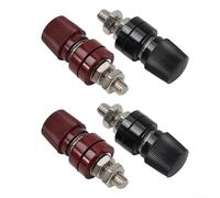 Insulated Brass and Audio Binding Post Terminal Connector, 8mm M8 Thread, 200A Max, Red/Black Pair, for Battery Boxes, RVs, Boats & Solar Equipment