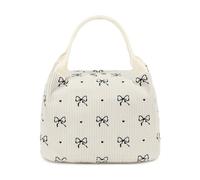Insulated Butterfly Lunch Bag for Womens, Cute Corduroy Lunch Box with Bow Design Large Capacity Leakproof Cooler Adult Lunch Boxes for Women Girls Work School Picnic Travel